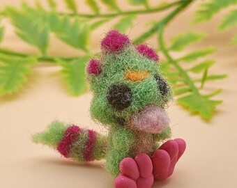 Handmade Gekkomon, Needle Felted Gecko Mini, Digimon Beatbreak Fan Gift