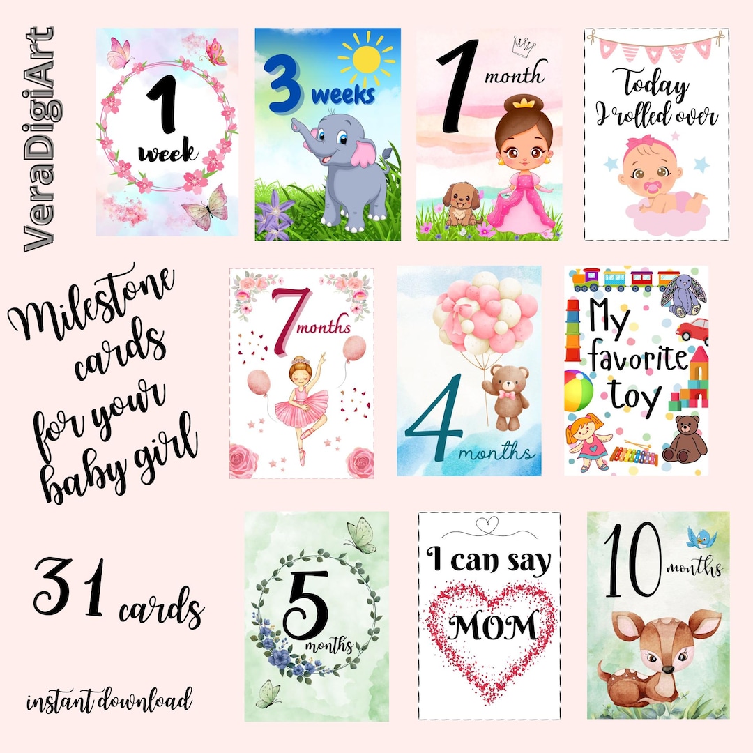 Baby Milestone Cards | Baby Shower Gift | Classic Baby Gift | New Mom ...