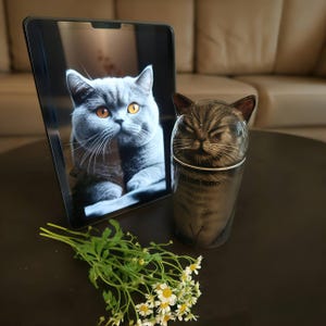 Handmade Ceramic Cat Urn: Personalized Pet Memorial with Custom Portrait