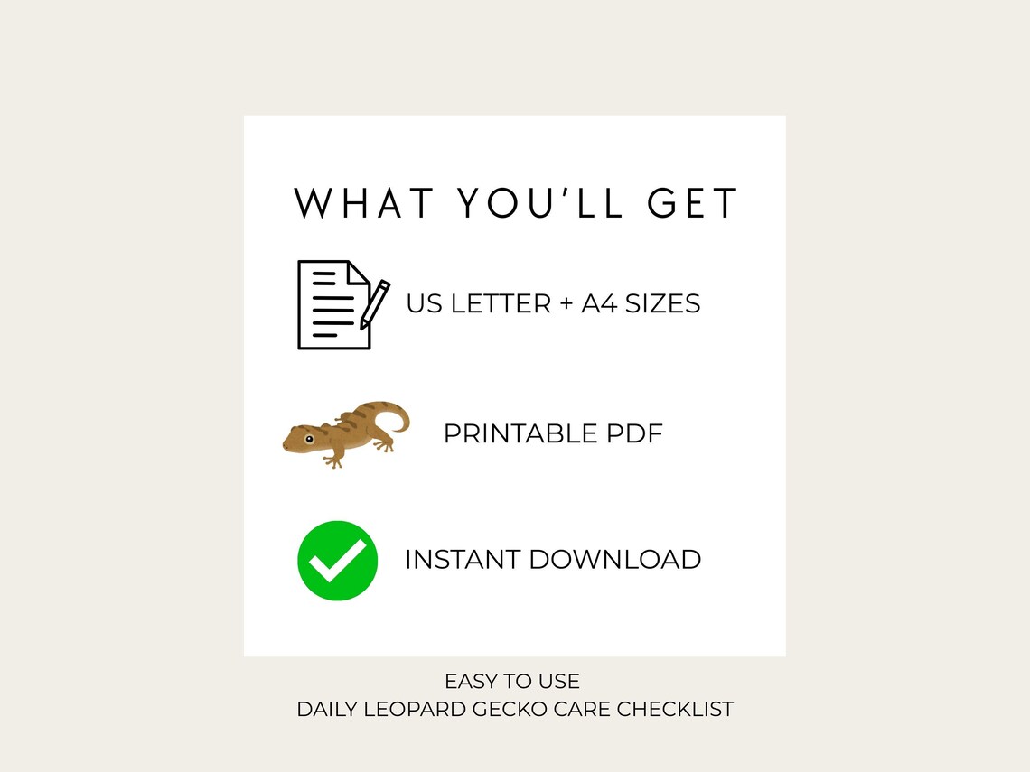 View of Leopard Gecko Care Checklist - Printable Daily & Weekly Reptile Tracker ...