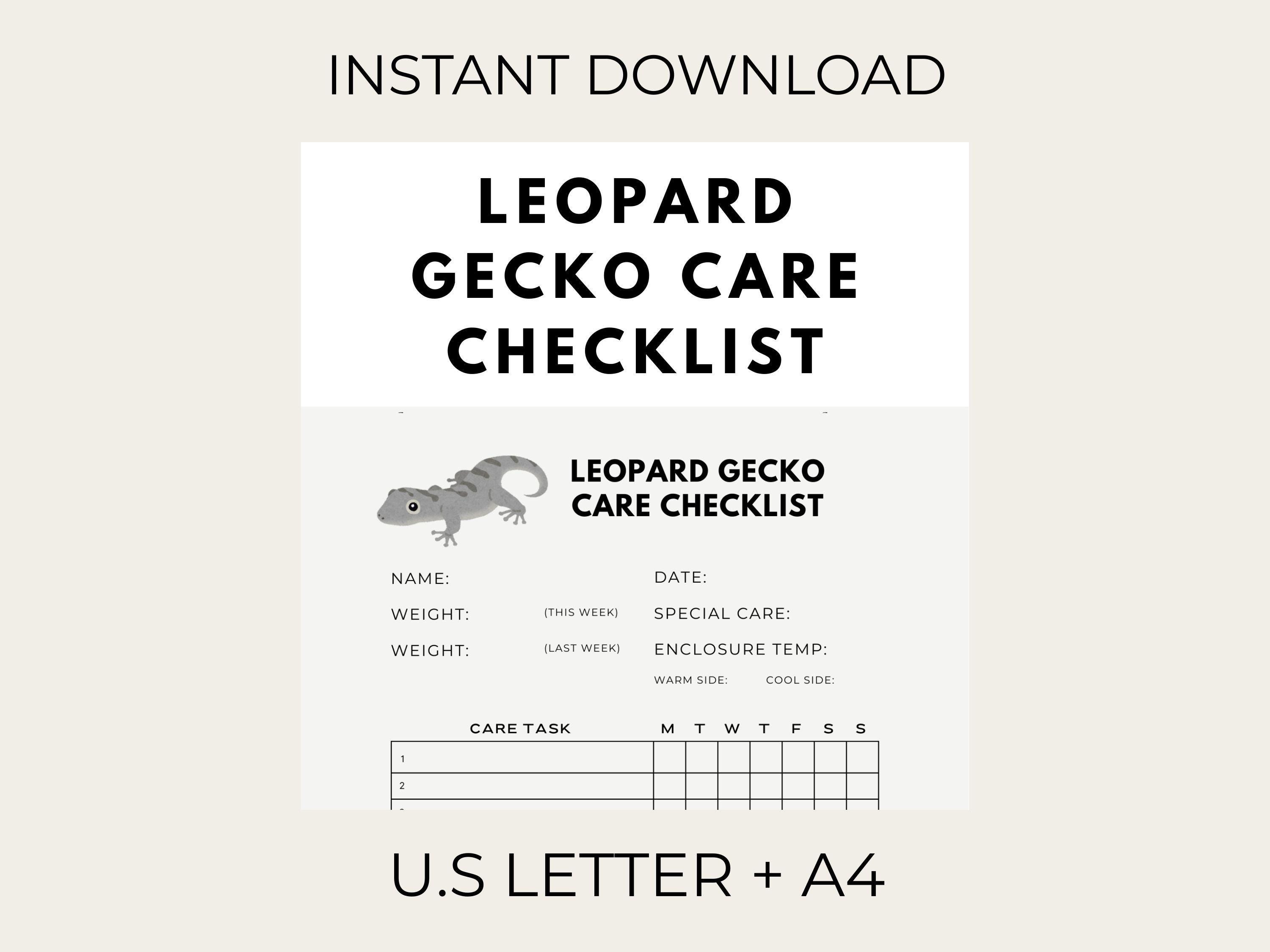 Leopard Gecko Care Checklist – Printable Daily & Weekly Reptile Tracker ...
