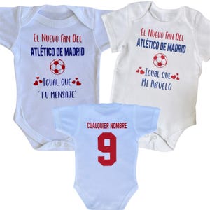 Personalized Atlético de Madrid Baby Bodysuit: Soccer Fan Gift, Custom Name & Number