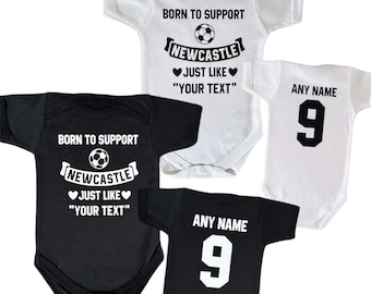 Personalized Newcastle United Baby Bodysuit: Football Fan Gift, Custom Name & Number