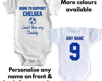Gepersonaliseerde Chelsea-babyromper: Born to Support, aangepaste naam