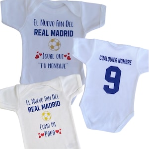 Body personalizado del Real Madrid para bebé. Regalo para un fan del Real Madrid. Regalo para recién nacido.