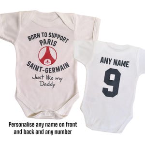 Body infantil personalizado Born to support Paris Saint-Germain, presente para torcedor do PSG, igual ao papai, mamãe, presente para recém-nascido, macacão, colete