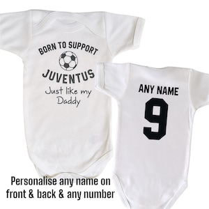 Personalized Juventus Baby Bodysuit: Football Fan Gift, Custom Name&#39;s & Number