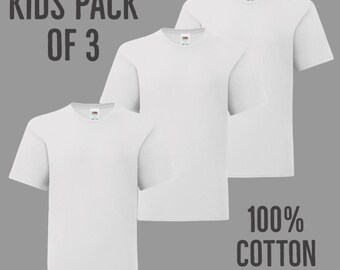 Blank White Cotton T-Shirt (Size 7-8 Years) - Kids' Top for Personalizing