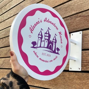 Placa de lâmina redonda personalizada | Placa de lâmina para vitrine | Placa de salão de beleza | Placa de lâmina dupla face | Placa de lâmina suspensa | Placa comercial para área externa