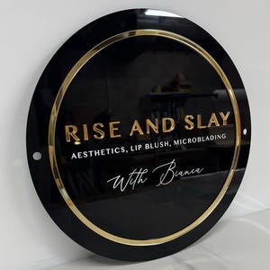 Custom Acrylic Business Logo Sign, Acrylic Door Sign, Acrylic Office Sign,3D Round Logo, Business Sign,Salon Decor Sign,Frosted Acrylic Sign