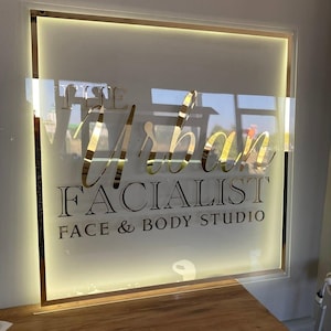 Custom Acrylic Logo Sign,Business Name Sign for Office,Business Wall Decor,LED Acrylic Sign,Acrylic Salon Sign,Aesthetic Sign,Indoor Sign