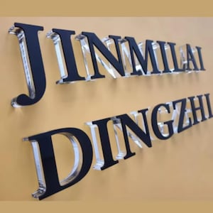 Custom Metal Coated Letters | Custom Beauty Salon Sign | Metal Letters on Acrylic Base | Personalized Logo Sign | Custom Lobby Sign