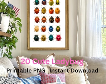 Adesivi graziosi per planner a forma di coccinella - Clipart kawaii (download digitale)