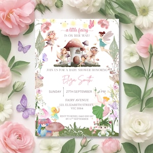 Fairy Baby Shower Invitation: Whimsical Woodland Theme (Digital Download, 5x7 inch Template)