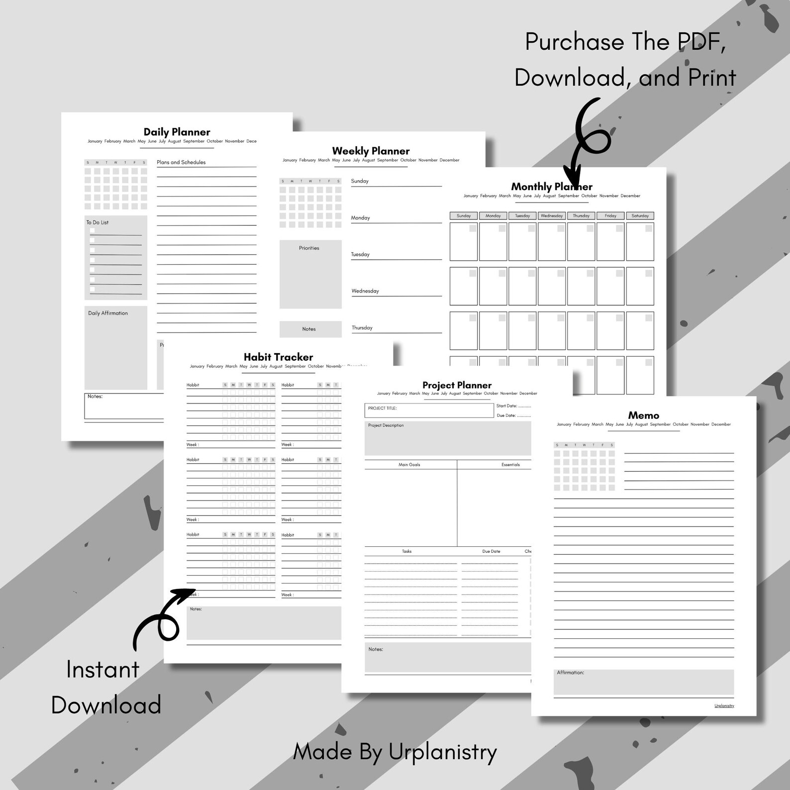 Printable Planner Bundle: Daily Planner, Weekly Planner, Monthly ...