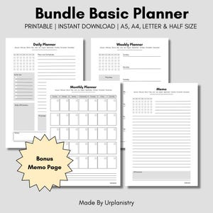 Stay on Top of Your Schedule with our Printable Daily, Weekly & Monthly Planner Bundle | A4 A5 Letter Half Size | Instant Download