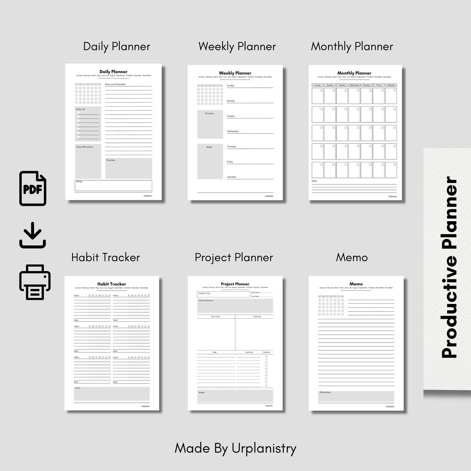Printable Planner Bundle: Daily Planner, Weekly Planner, Monthly ...