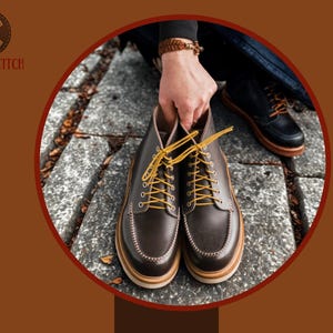 Red Wing Moc Toe Oxford Shoes for Men & Women Handmade Leather Summer Work Boots, Rugged Outdoor Ankle Boots, Custom Vintage Style Footwear