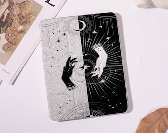 Zwart witte handen iPad-hoesje voor iPad Pro 2025/2024 13" 11", iPad Air 7/6/ 11" 13", iPad Mini 7/6/ 8,3", iPad 8/9/10, iPad A16, aanpasbare hoes