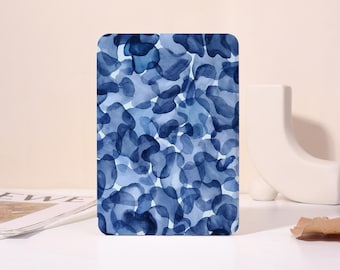 Blauw schilderij aanpasbare hoes voor Kobo Clara Color, Kobo Libra Color, Paperwhite 11 12th, Kindle 2024, Kindle 12th, Kindle Colorsoft, band