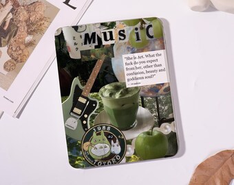 Groene collage iPad-hoes voor iPad Pro 2025/2024 13" 11", iPad Air 7/6/ 11" 13", iPad Mini 7/6/ 8,3", iPad 8/9/10, iPad A16, aanpasbare hoes