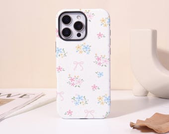 Flower Bow Phone Case For iPhone 17 Pro,iPhone 16 15 14 Plus,13 12 Mini,XR XSMAX SE2020,Magnetic Cover,Tough Case,Magsafe Case