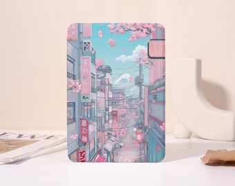 Sakura Scenery aanpasbare hoes voor Kobo Clara Color, Kobo Libra Color, Paperwhite 11 12th, Kindle 2024, Kindle 12th, Kindle Colorsoft, band