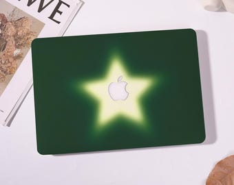 Green Star MacBook Hülle, 2026 MacBook Neo A18, Pro13 14 15 16, Air 15 13 11, M5 / M4, Hartschale, anpassbare Geschenke