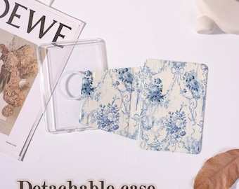 Blauwe bloem magnetische afneembare Kindle-hoes voor Paperwhite 5/6/7/10/11/12 Kindle 8/10/11/12, magSafe heldere achterkant, gepersonaliseerde hoes