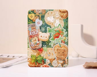 Leuke collage aanpasbare hoes voor Kobo Clara Color, Kobo Libra Color, Paperwhite 11 12th, Kindle 2024, Kindle 12th, Kindle Colorsoft, band