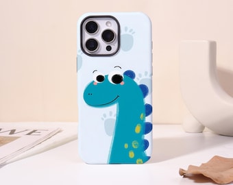 Groene dinosaurus telefoonhoesje voor iPhone 17 Pro, iPhone 16 15 14 Plus, 13 12 Mini, XR XSMAX SE2020, magnetische hoes, sterke hoes, Magsafe-hoesje