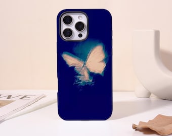 Wazige vlinder telefoonhoesje voor iPhone 17 Pro, iPhone 16 15 14 Plus, 13 12 Mini, XR XSMAX SE2020, magnetische hoes, sterke hoes, Magsafe-hoesje