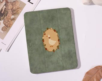 Retro eend iPad-hoesje voor iPad Pro 2025/2024 13" 11", iPad Air 7/6/ 11" 13", iPad Mini 7/6/ 8,3", iPad 8/9/10, iPad A16, aanpasbare hoes