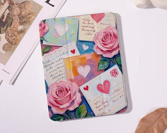 Rose Letter iPad Case For iPad Pro 2025/2024 13" 11",iPad Air 7/6/ 11" 13",iPad Mini 7/6/ 8.3",iPad 8/9/10,iPad A16,Customizable Cover