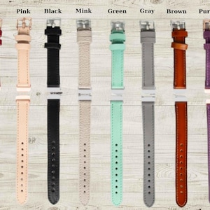 Handmade genuine leather slim beaded watch band compatible with Fitbit Versa 4, Versa 3, Versa 2, Versa 1, Sense 2, Sense 1, Inspire 3, Inspire 2, Inspire 1, and Inspire HR models. Available in 8 elegant colors: red, green, pink, mink, black, brown, gray, and purple. Crafted from premium real leather with delicate beads, offering a stylish, lightweight, and comfortable fit for women.