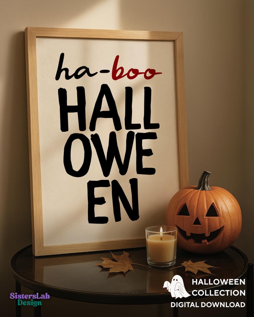 Ha-boo Halloween Poster: Spooky Printable Wall Art (digital Download ...