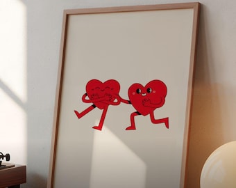 Retro Romantic Hearts Printable Poster: Valentine's Day (Digital Download)