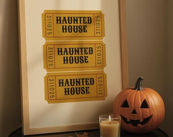 Retro Haunted House Vintage Ticket Printable Poster (Digital Download)
