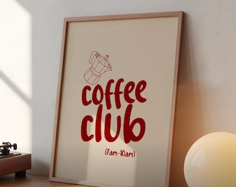 Coffee Club Printable Poster: Moka Pot Illustration for Coffee Lover (Digital Download)