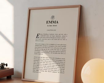 Emma by Jane Austen Chapter One Poster Printable: Bookish Wall Art (Digital Download)