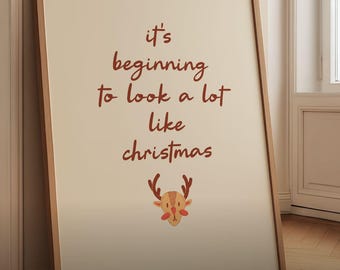 Christmas Minimalist Cozy Printable Poster: "Its Beginning to Look a Lot Like" (Digital Download)