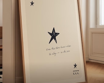 222 Angel Number Star Art Print - Playing Card Affirmation (Digital Download)
