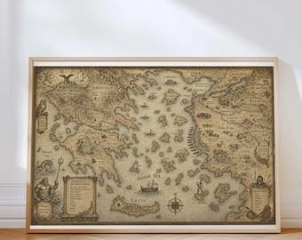 Homer's Iliad Map Printable Poster: Iliad and Odyssey Universe (High Resolution Digital Download)