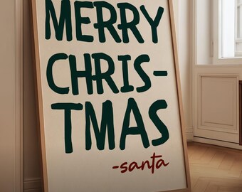 Affiche imprimable inspirée de Noël : « Joyeux Noël Père Noël » (téléchargement numérique)