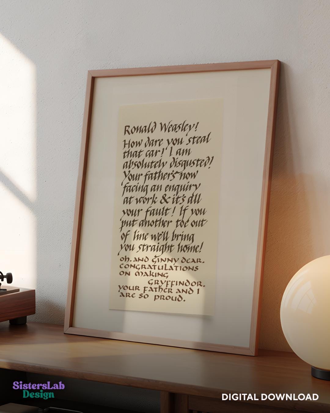 Ron Molly Weasley Howler Printable Poster: Harry Potter Funny Quote ...