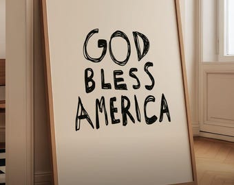 God Bless America Print: Americana Decor, Fourth of July Wall Art (Digital Download)