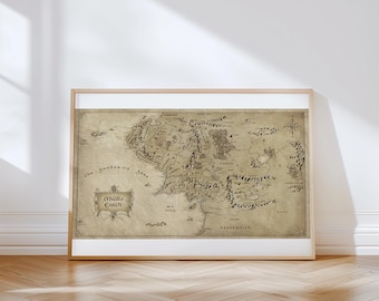 Middle Earth Map Printable Poster: Lord of the Rings and The Hobbit Universe (8K Digital Download)