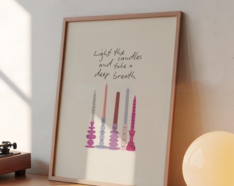 Pink Candle Quote Print: Cozy Self-Care Wall Art (Digital Download)