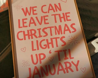 Pink Christmas Lights Lyrics Poster: Taylor-Inspired Holiday Decor (Digital Download)
