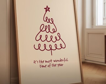 Minimalist Christmas Tree Printable Poster:  "It's the time of the year" quote (Digital Download)